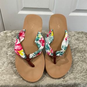 Panama Jack Tan and Floral Print Beach Sandals, Size 8